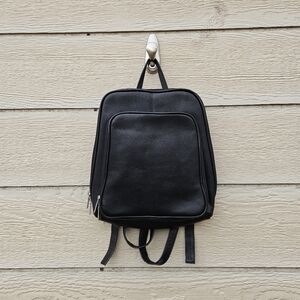 small black leather backpack